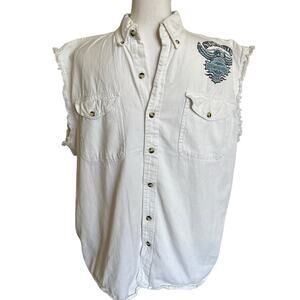 Sturgis Rally Shirt Mens Size XL White Cotton Cutoff Sleeveless Motorcycle 2008